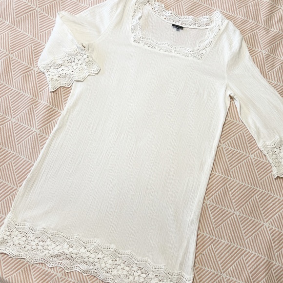 Talbots White Gauzy Cotton Crotchet Swim Coverup Dress L - Picture 3 of 8